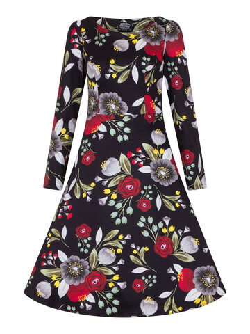 Výprodej Retro pin up šaty s rukávem Podzimní čaj